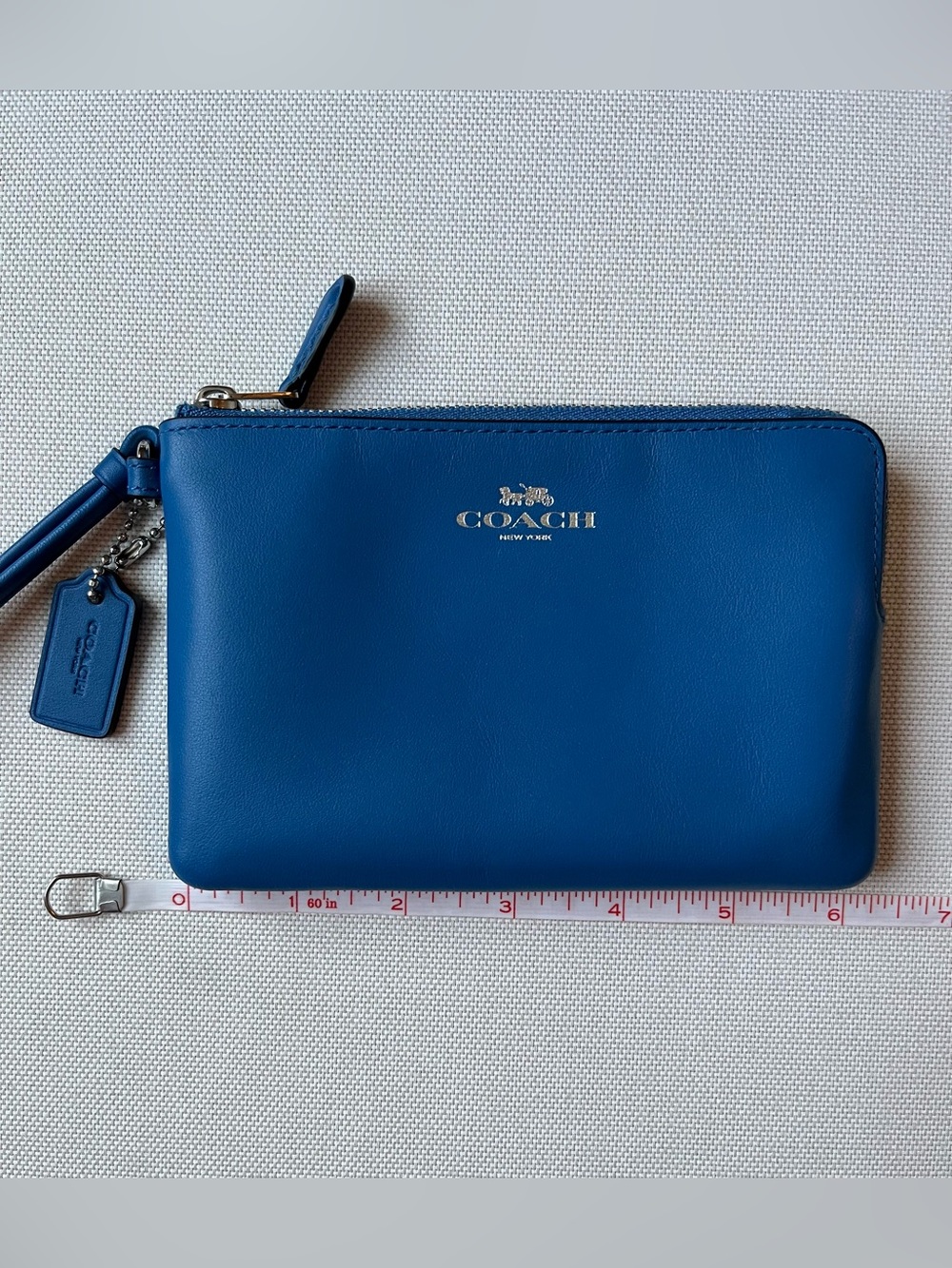 Cobalt blue coach leather wristlet